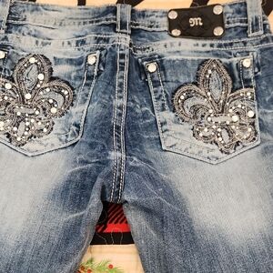 Miss Me Blue Jeans with Silver Embellishments